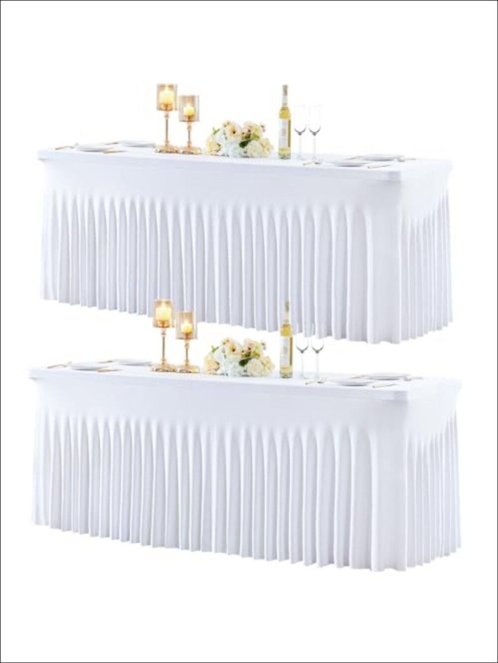 2 Pack Spandex Fitted Tablecloth 6ft Rectangle Wrinkle Free Stretch Table Cover